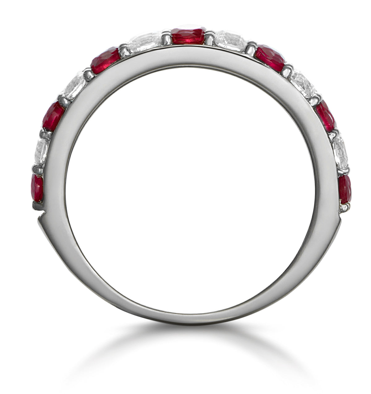 Ruby and 0.50ct Diamond Asteria Eternity Ring in 18K White Gold