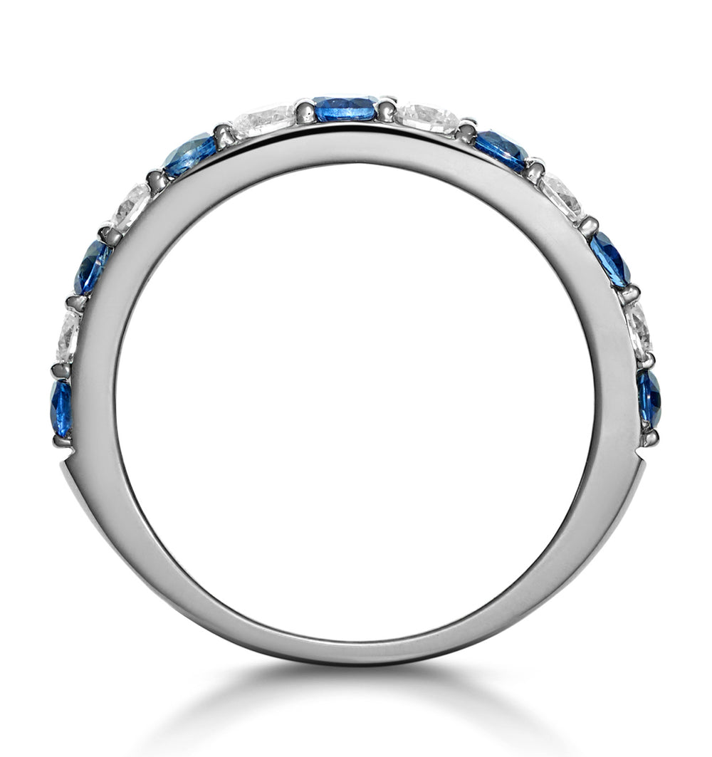 Sapphire and 0.50ct Lab Diamond Asteria Eternity Ring 9K White Gold