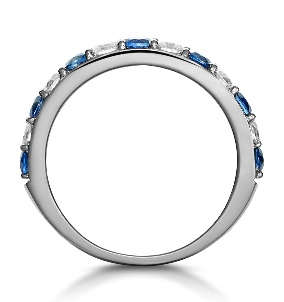 Sapphire and 0.50ct Lab Diamond Asteria Eternity Ring 9K White Gold