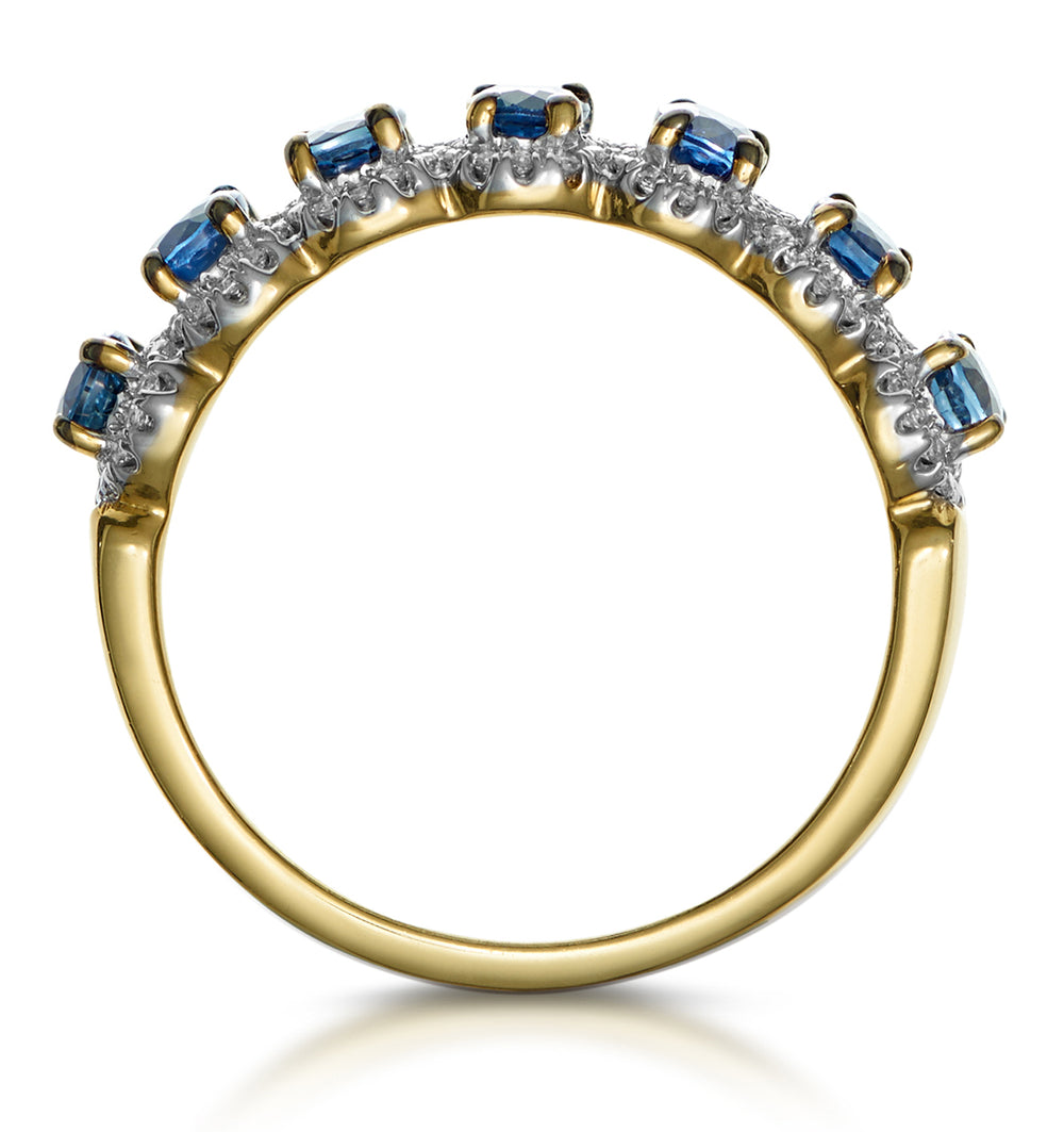 Sapphire and Diamond Halo Eternity Ring 18K Gold - Asteria Collection