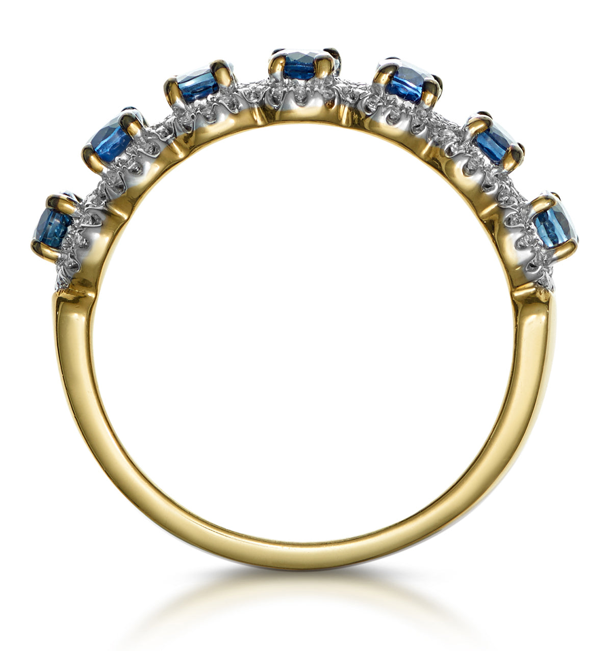 Sapphire and Diamond Halo Eternity Ring 18K Gold - Asteria Collection