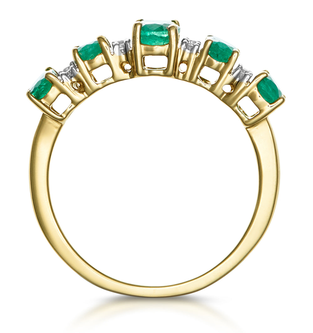 1.30ct Emerald and Lab Diamond Eternity Ring 9K Gold - Asteria