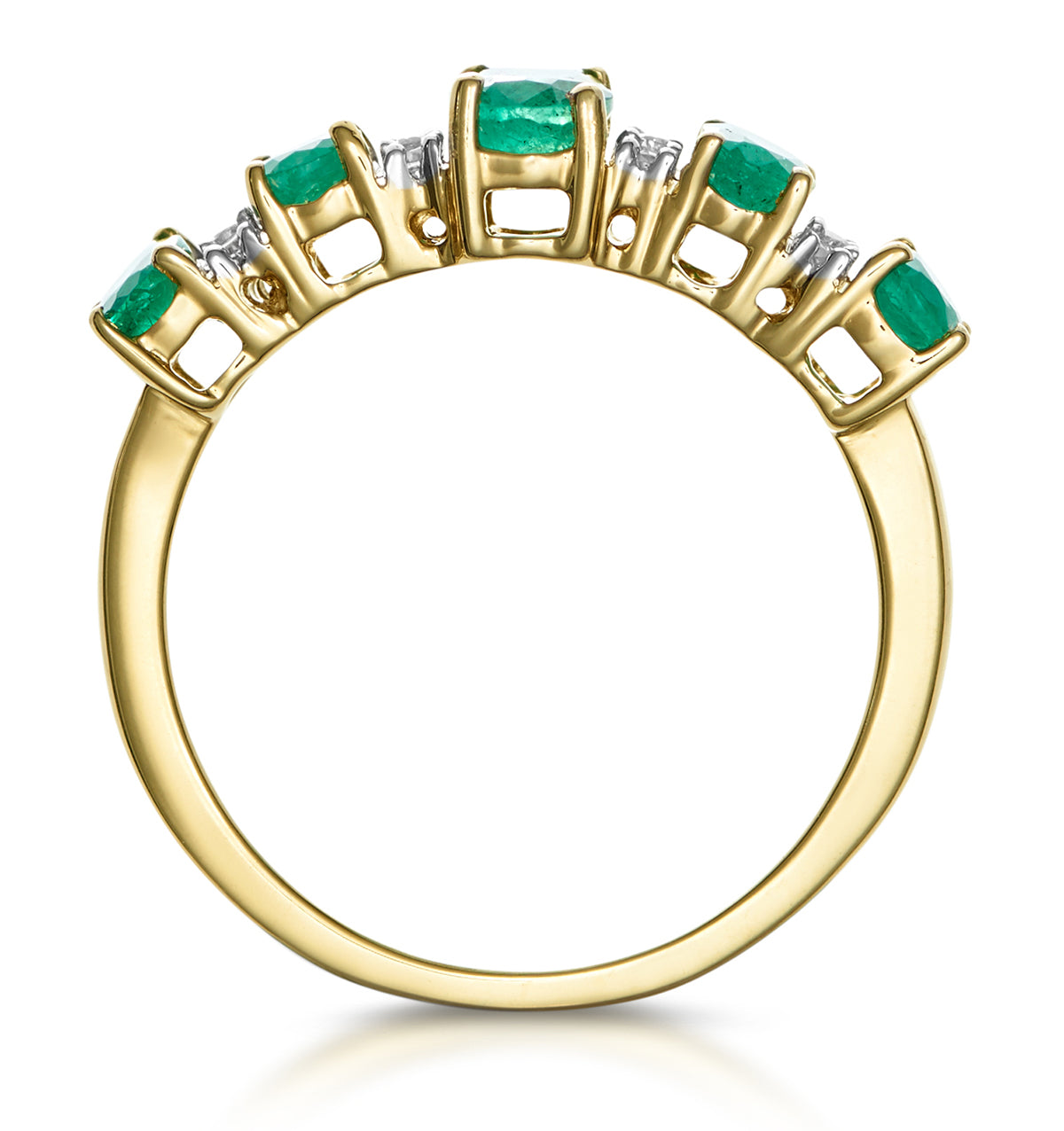 1.30ct Emerald and Lab Diamond Eternity Ring 9K Gold - Asteria