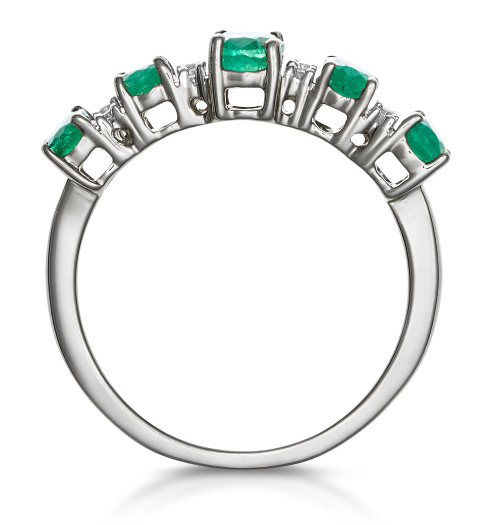 1.30ct Emerald and Lab Diamond Eternity Ring 9K White Gold - Asteria
