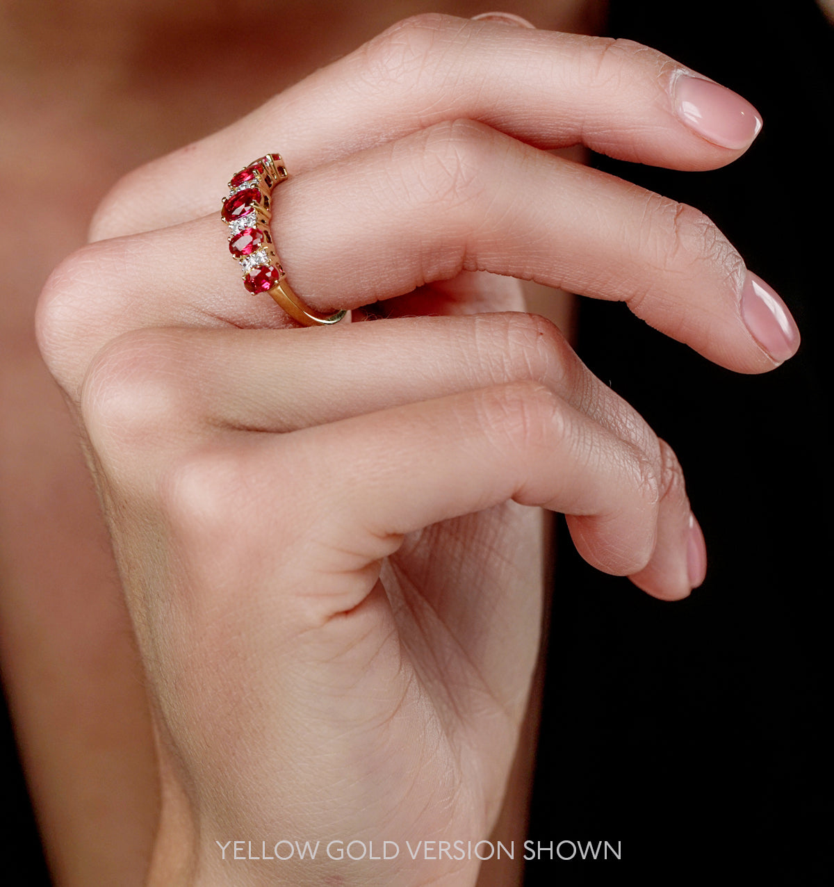 1.85ct Ruby and Lab Diamond Eternity Ring in 9K White Gold - Asteria