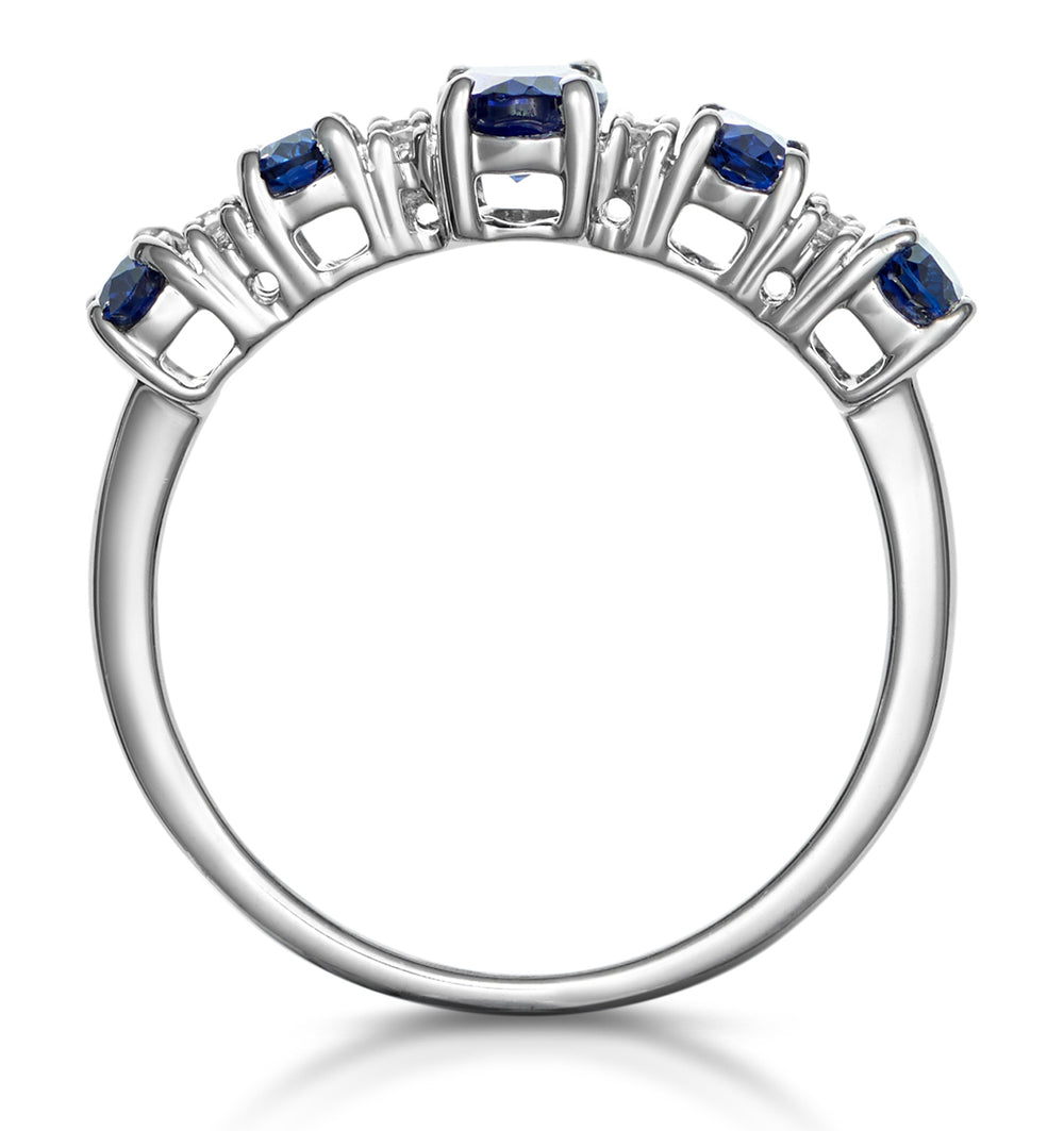 1.85ct Sapphire and Lab Diamond Eternity Ring 9KW Gold Asteria