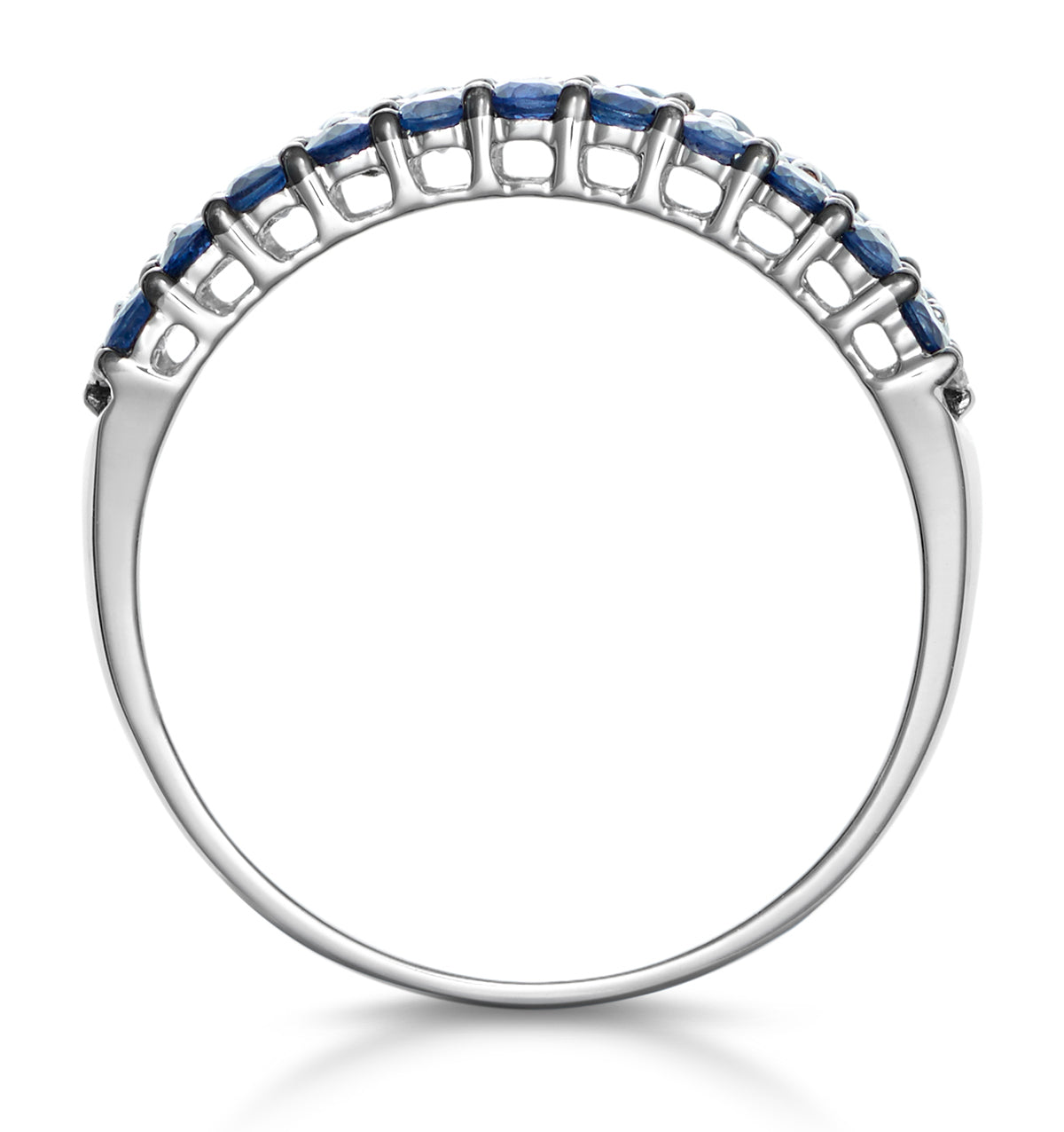Sapphire and Diamond Triple Row Asteria Eternity Ring 18K White Gold