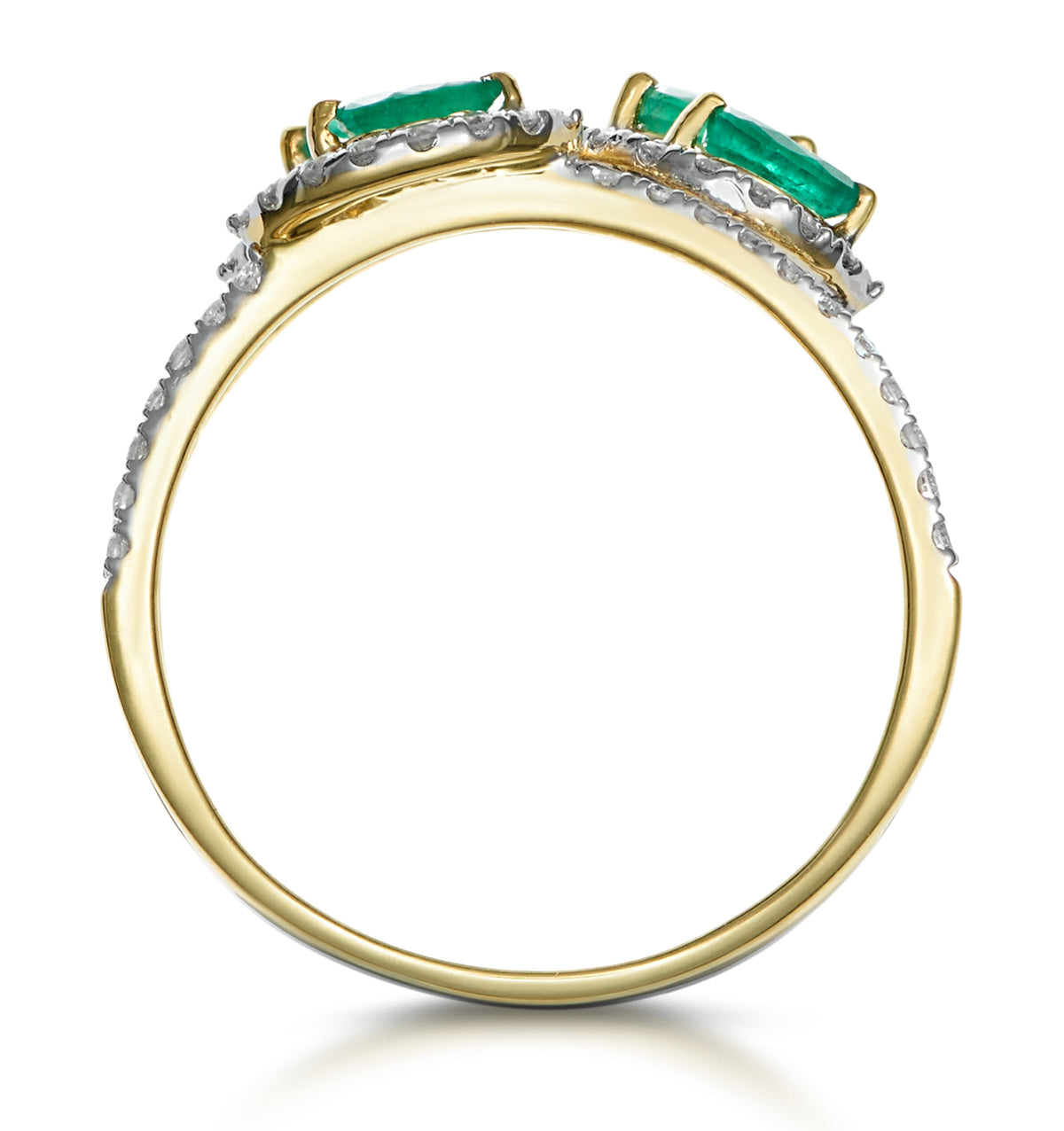 Emerald and Diamond Halo Statement Ring 18K Gold - Asteria Collection
