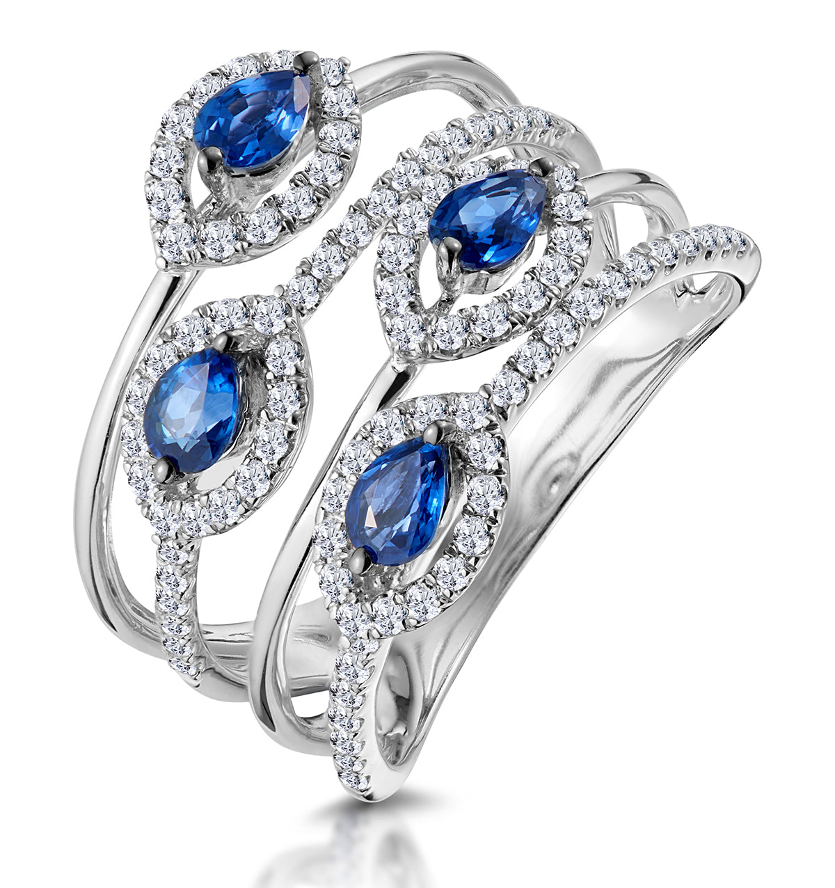 Sapphire and Diamond Statement Ring in 18KW Gold - Asteria Collection