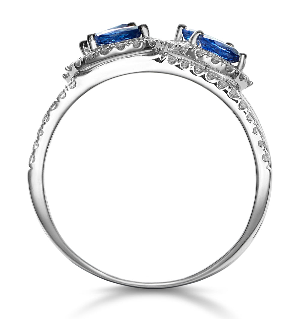 Sapphire and Lab Diamond Statement Ring in 9KW Gold - Asteria