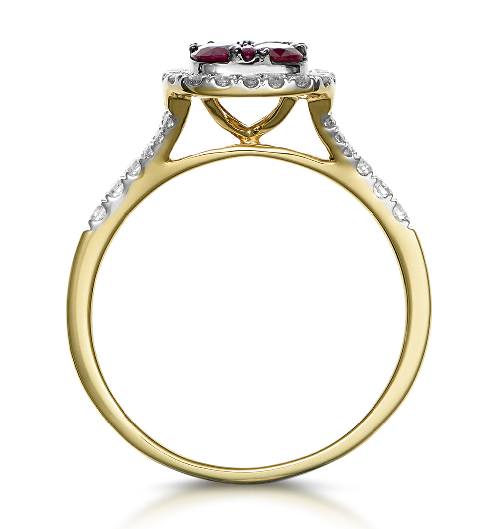 Ruby and Diamond Halo Square Ring in 18K Gold - Asteria Collection