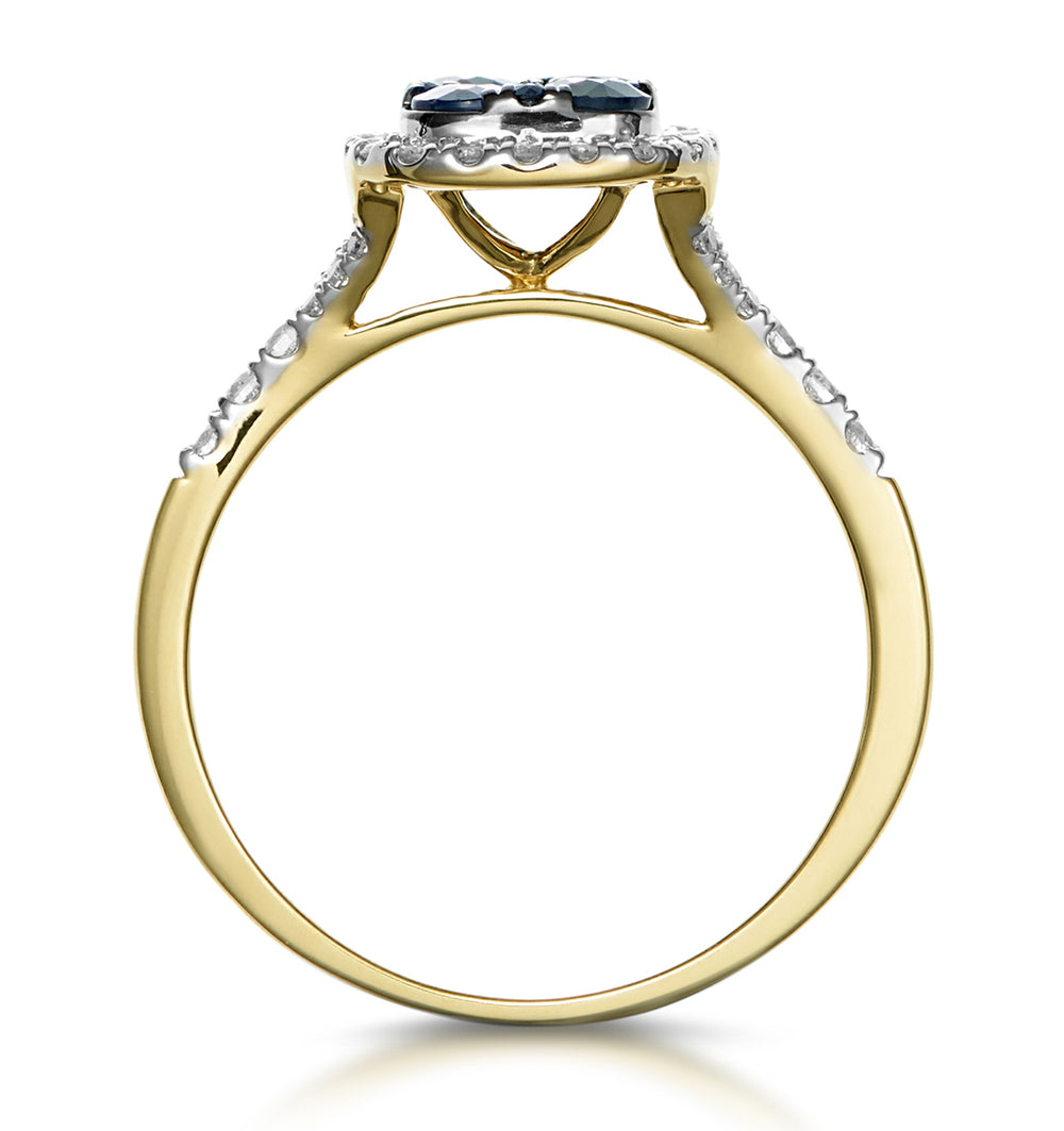 Sapphire and Diamond Halo Square Ring in 18K Gold - Asteria Collection
