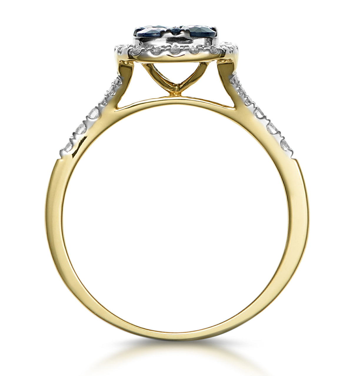 Sapphire and Diamond Halo Square Ring in 18K Gold - Asteria Collection