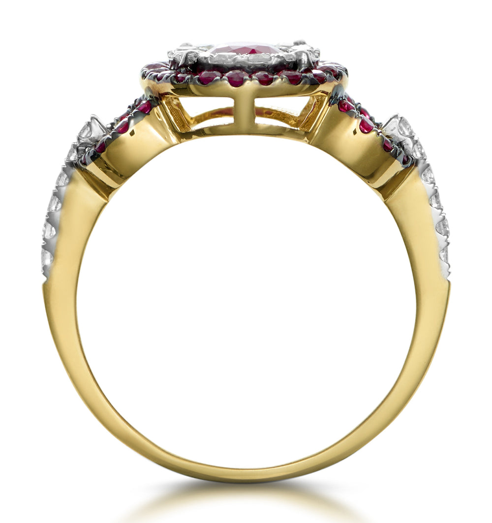 0.90ct Ruby and Diamond Circles Ring in 18K Gold - Asteria Collection