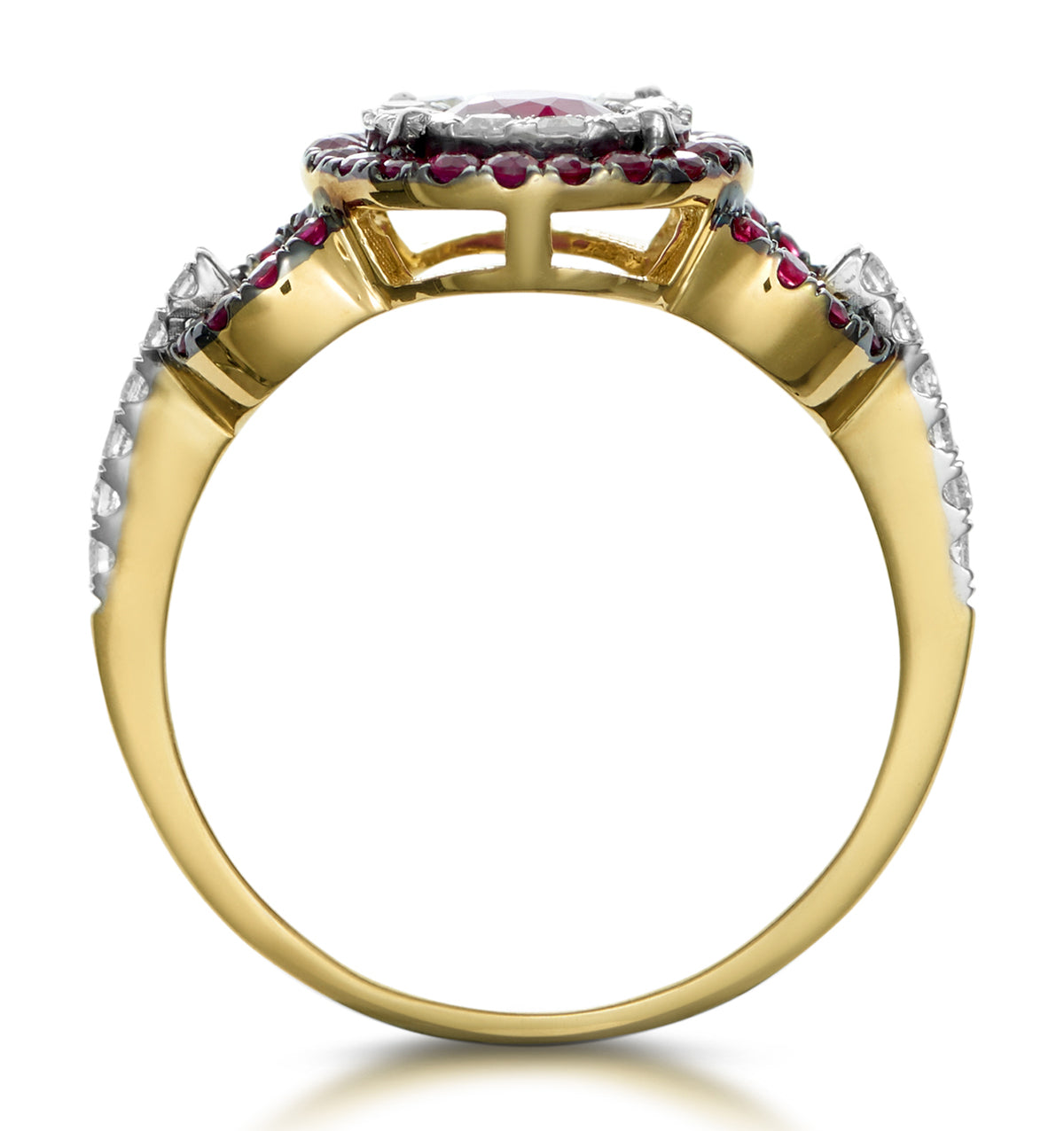 0.90ct Ruby and Diamond Circles Ring in 18K Gold - Asteria Collection
