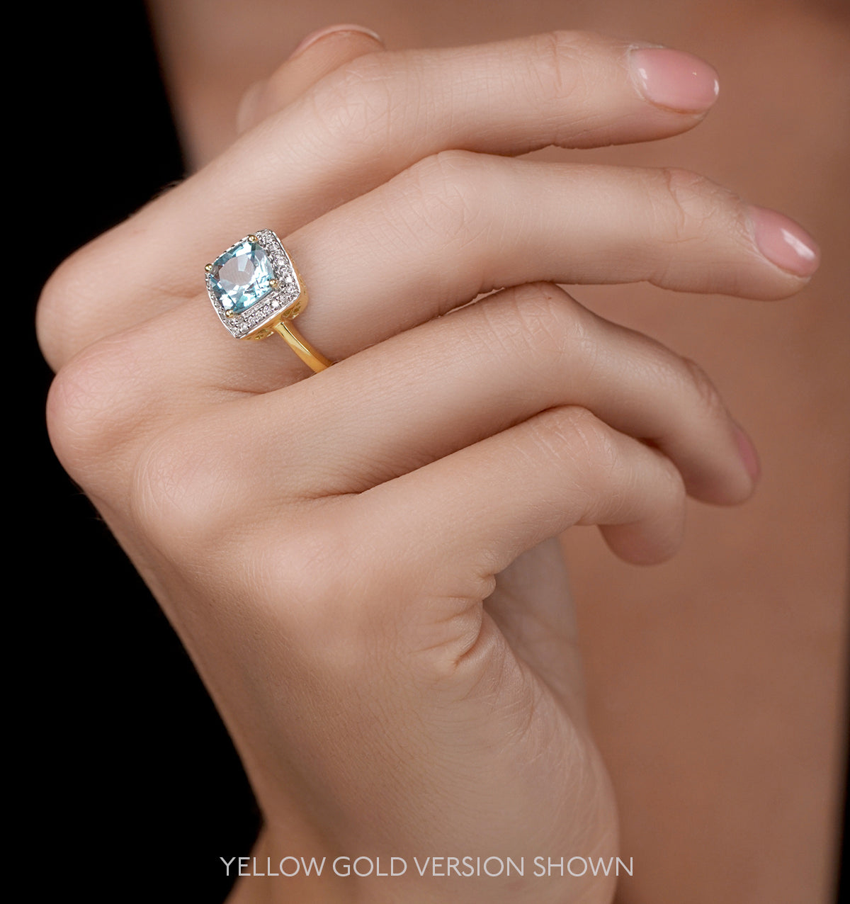 2ct Blue Topaz and Lab Diamond Ring 9K White Gold - Asteria