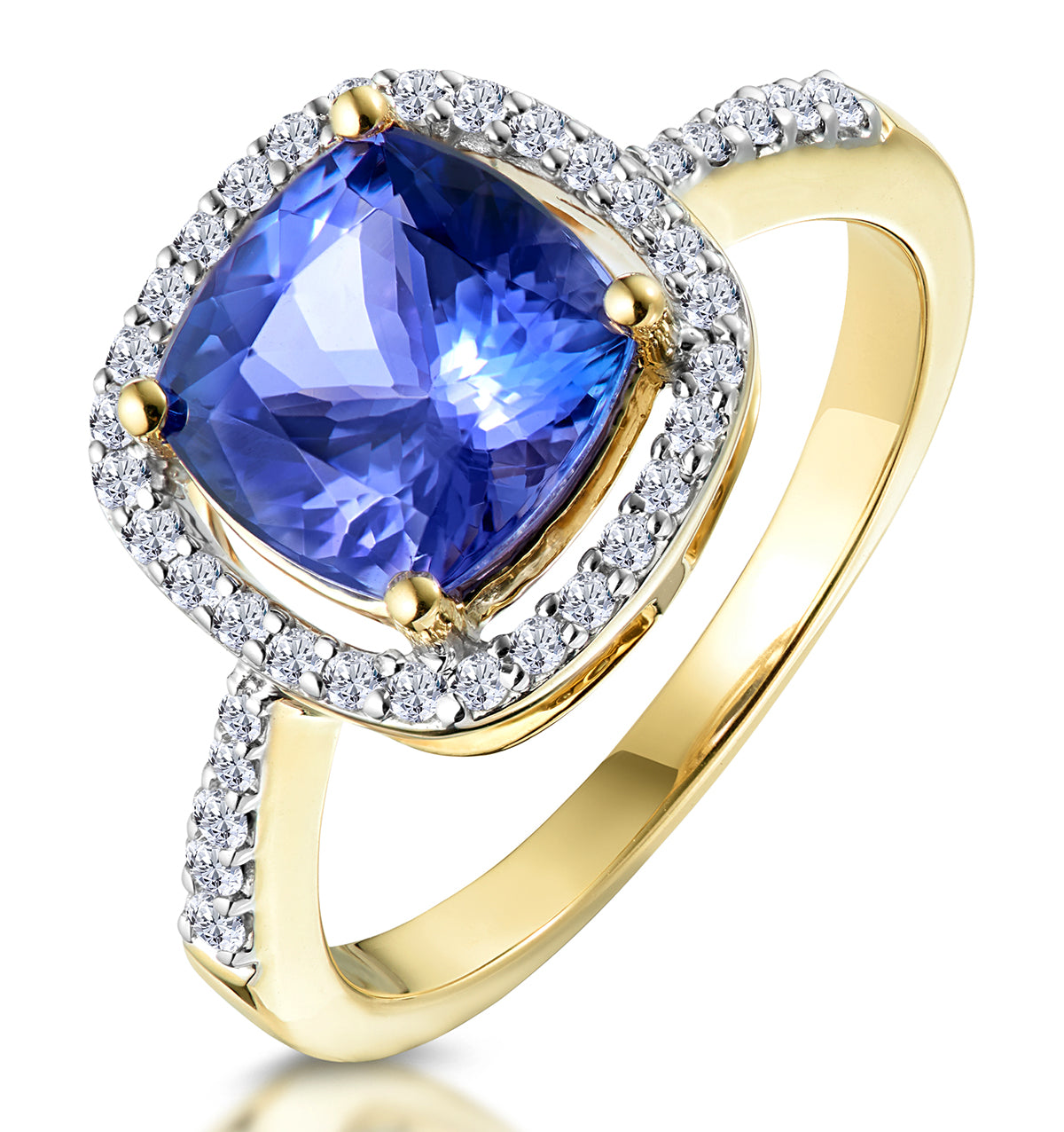 2ct Tanzanite and Diamond Shoulders Asteria Ring in 18K Gold