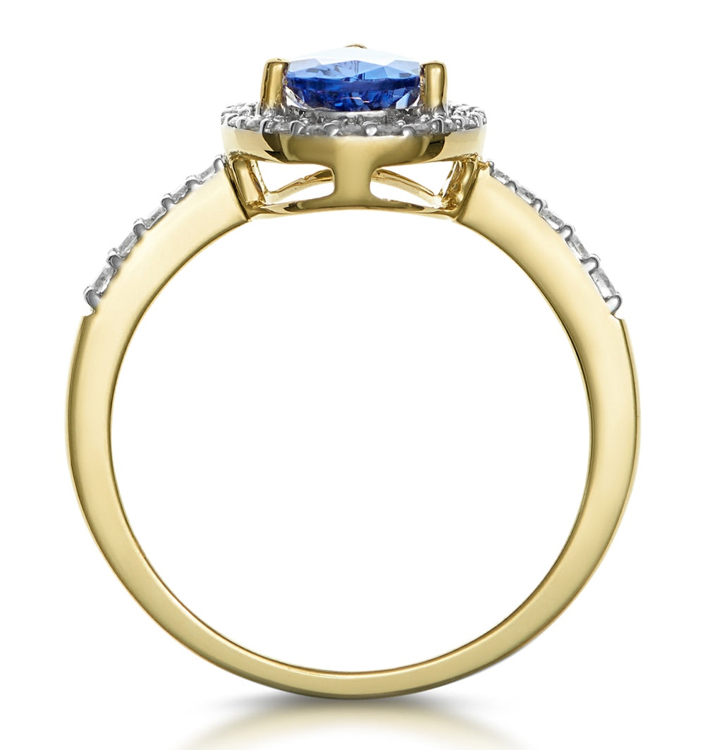 Tanzanite and Diamond Pear Halo Ring in 18K Gold - Asteria Collection
