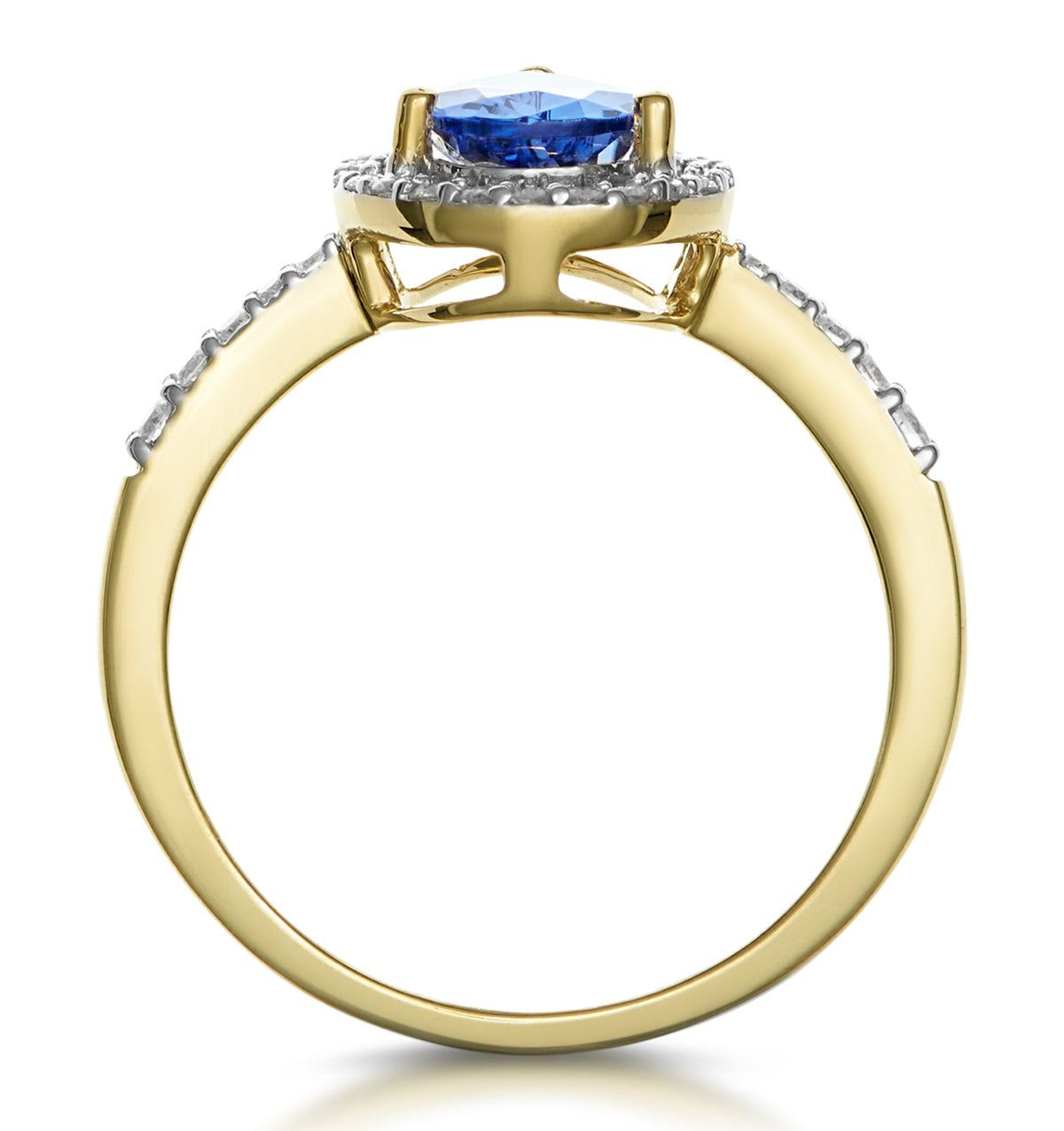 Tanzanite and Diamond Pear Halo Ring in 18K Gold - Asteria Collection