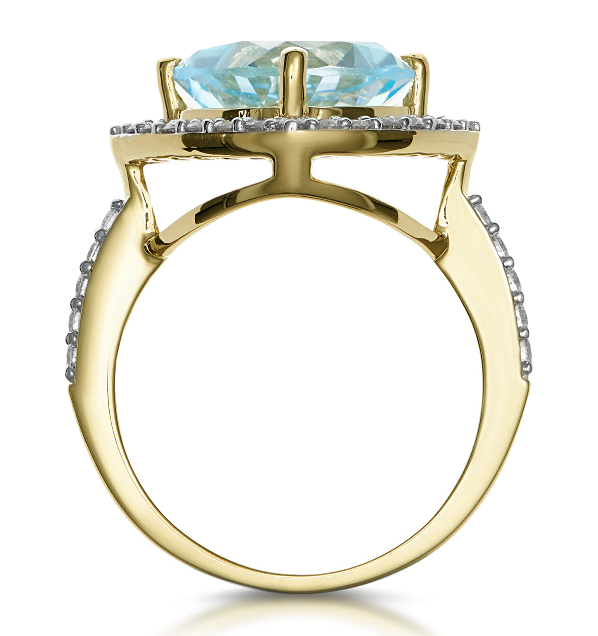 5.40ct Blue Topaz and Lab Diamond Asteria Statement Ring in 9K Gold