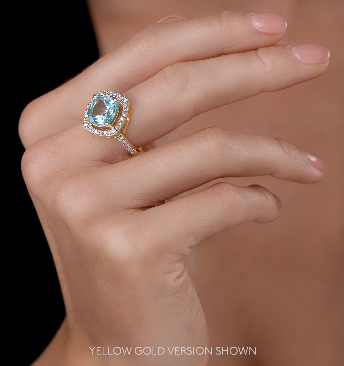 5.40ct Blue Topaz and Diamond Asteria Statement Ring in 18KW Gold