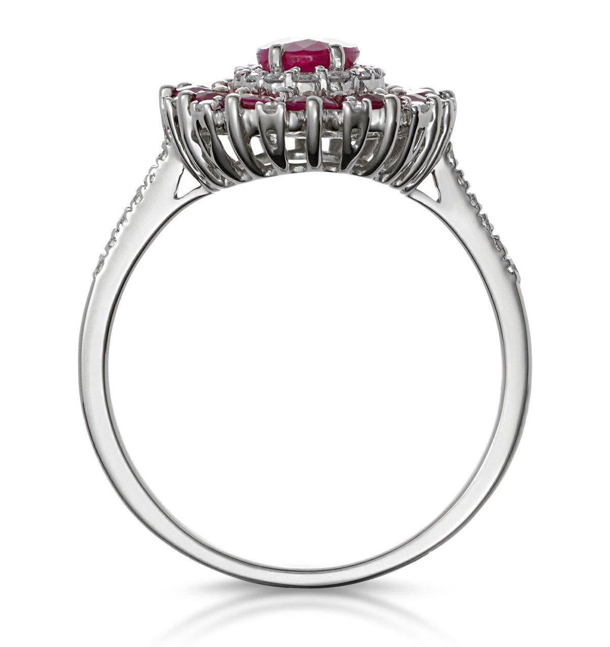 1.55ct Ruby Asteria Collection Diamond Halo Ring in 18K White Gold