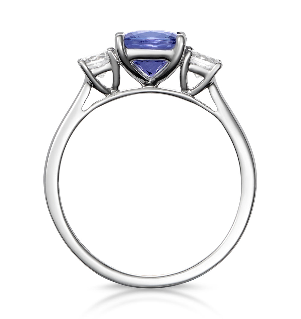 1.60ct Cushion Cut Tanzanite Diamond Asteria Ring in 18K White Gold