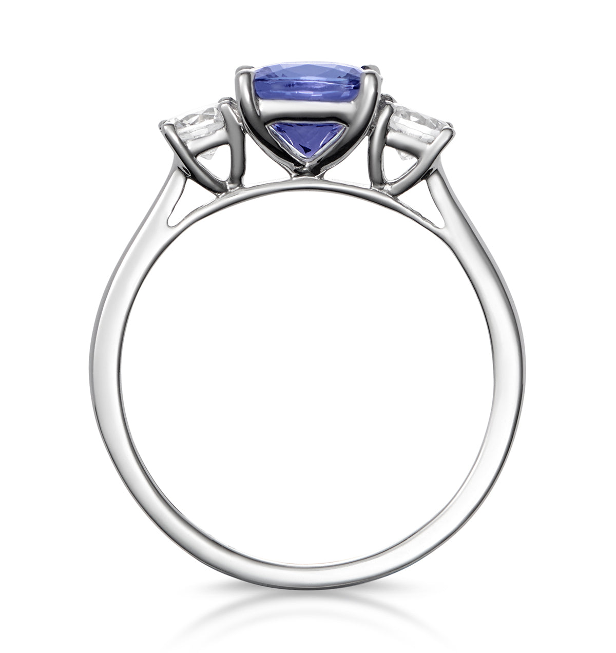 1.60ct Cushion Cut Tanzanite Diamond Asteria Ring in 18K White Gold