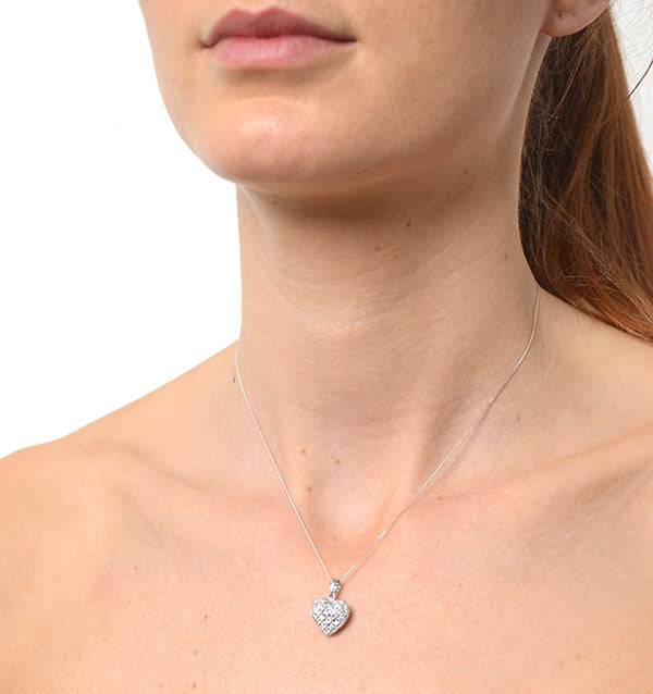 Heart Necklace Pendant Lab Diamond 0.50ct in 9K White Gold