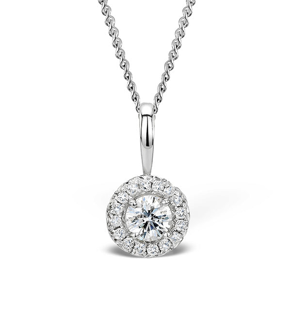 Ella 0.30ct Halo Lab 9K White Gold Pendant