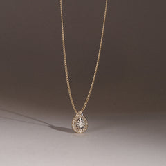 Masami Lab Diamond Pear Halo Necklace 0.10ct Pave Set in 18K Gold Vermeil