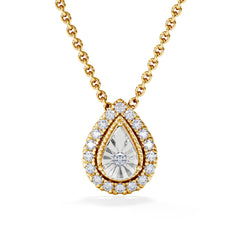 Masami Lab Diamond Pear Halo Necklace 0.10ct Pave Set in 18K Gold Vermeil