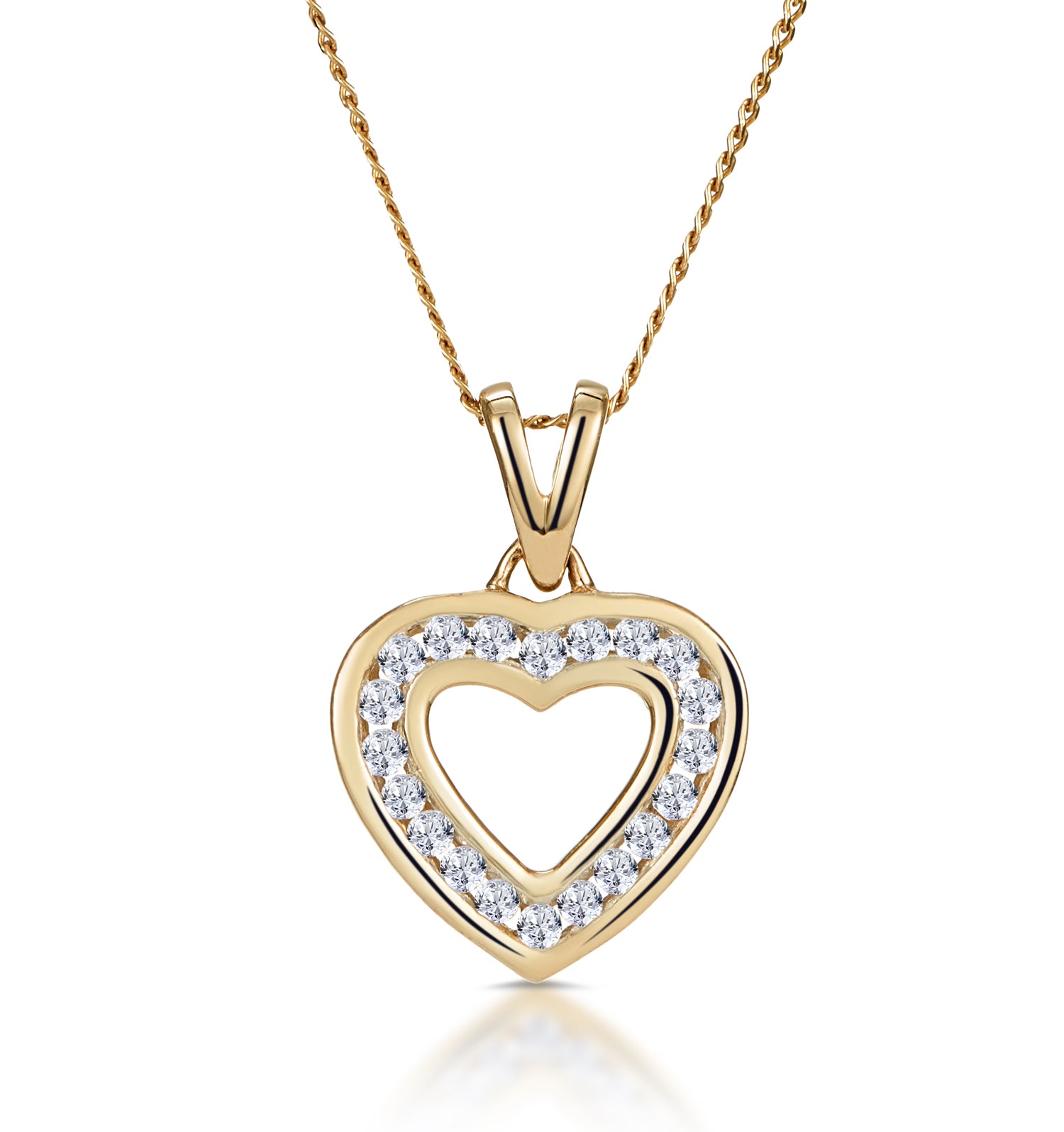 Heart Necklace 0.20ct Channel Set 9K