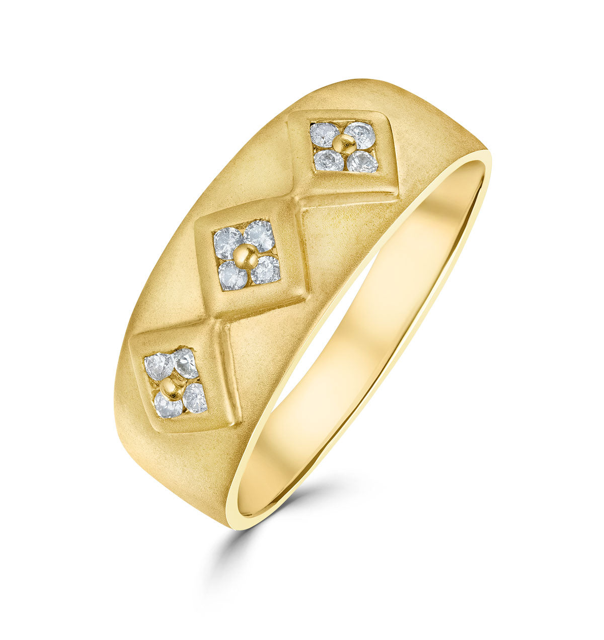 9K Gold Diamond Design Ring (0.18ct) - SIZE U
