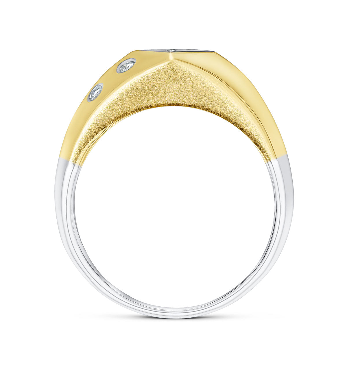 Diamond Ring with Bezeled Shoulders in Two Tone Gold - SIZE N
