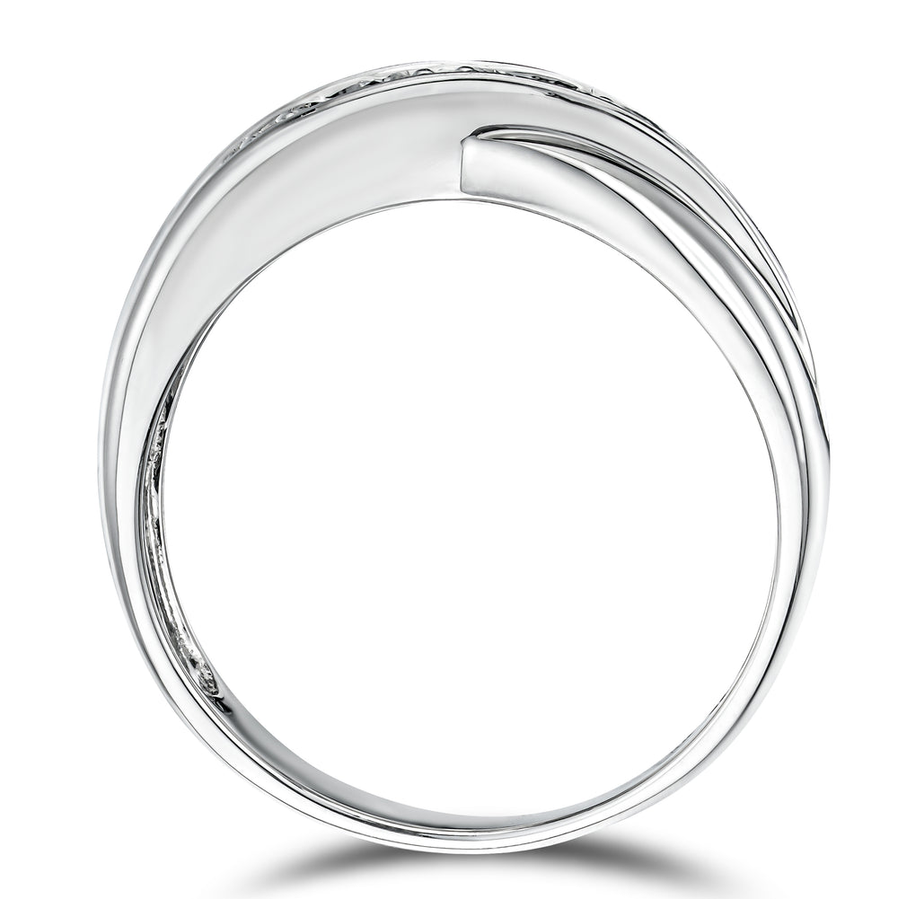Sapphire 0.45ct And Diamond 925 Sterling Silver Crossover Ring
