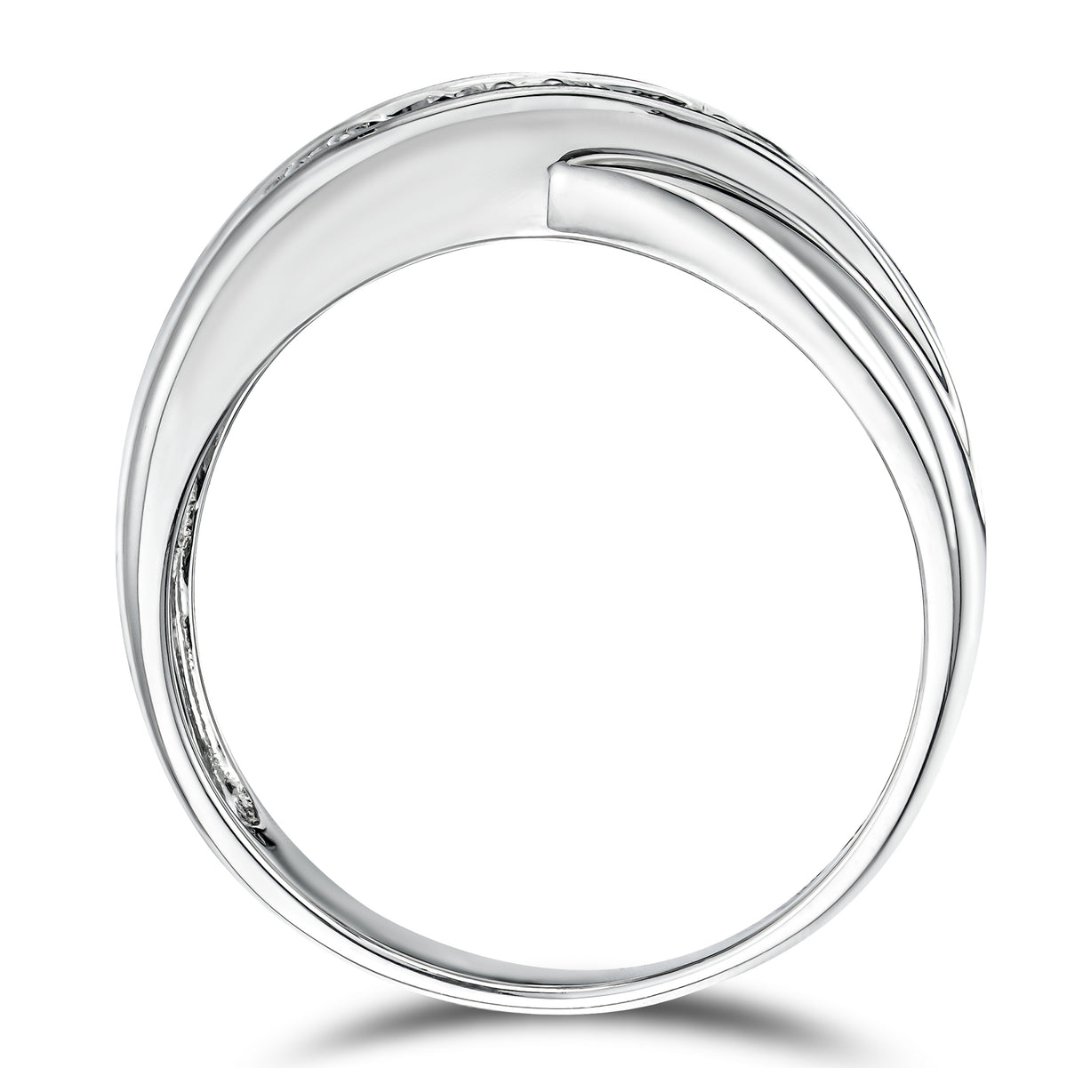 Sapphire 0.45ct And Diamond 925 Sterling Silver Crossover Ring