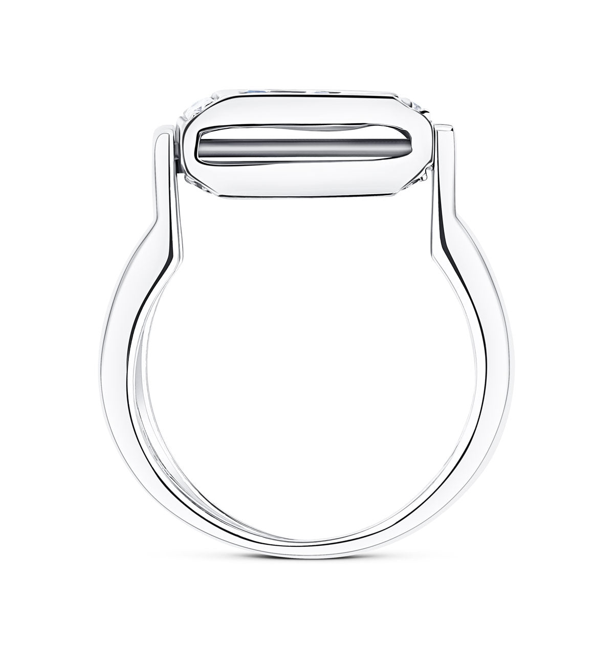 9K White Gold Diamond and Sapphire Reversable Ring - SIZE L