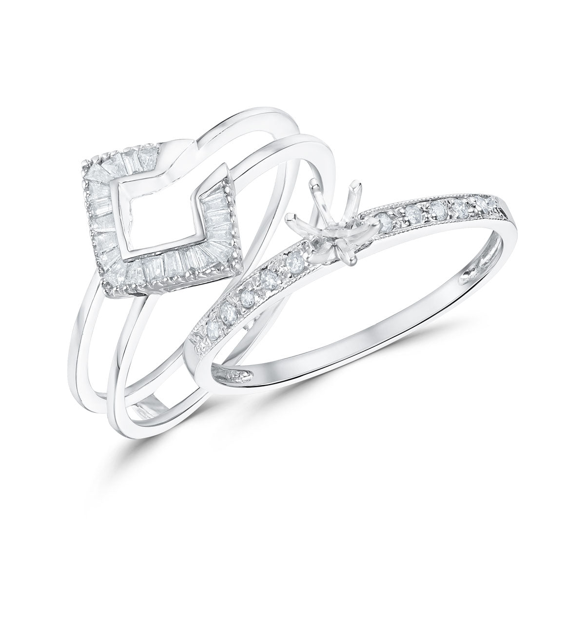 Diamond 0.65ct And 9K White Gold Solitaire Ring with Shoulders