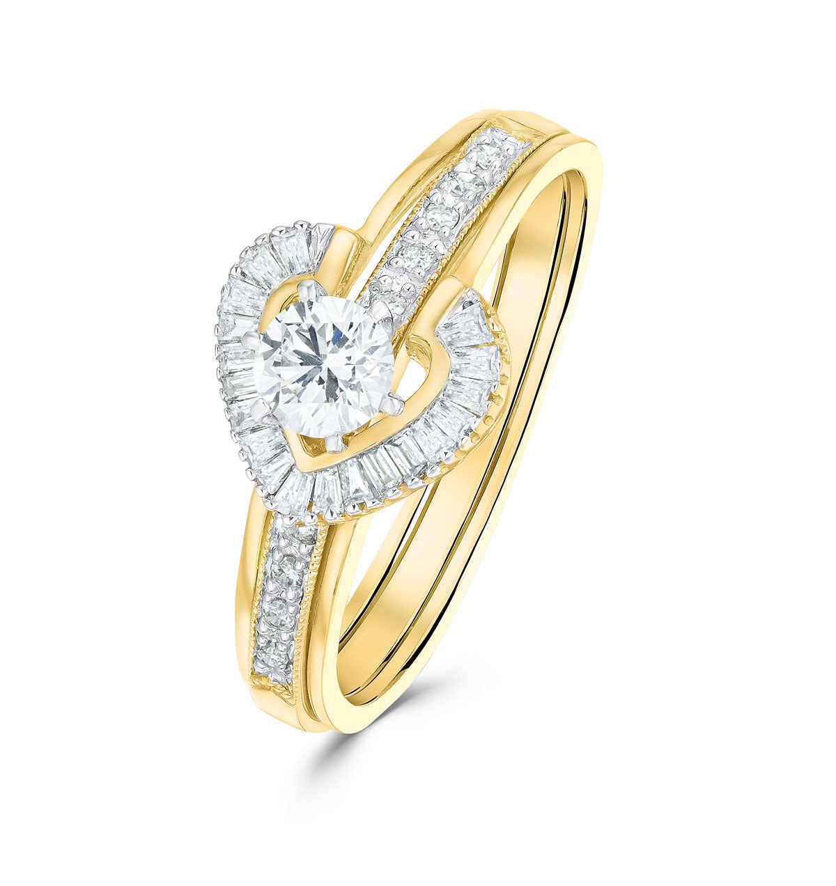 Diamond 0.65ct And 9K Gold Solitaire Ring with Shoulders