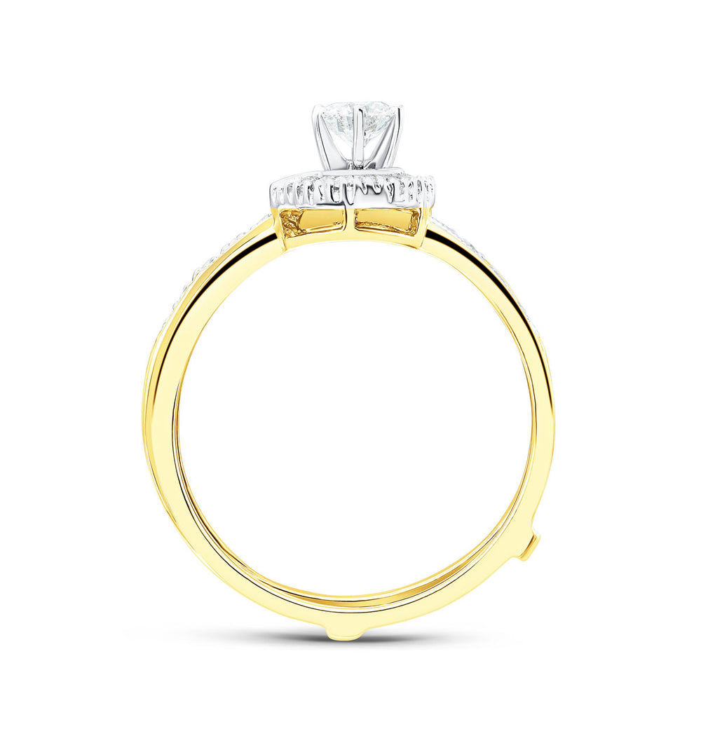 Diamond 0.65ct And 9K Gold Solitaire Ring with Shoulders