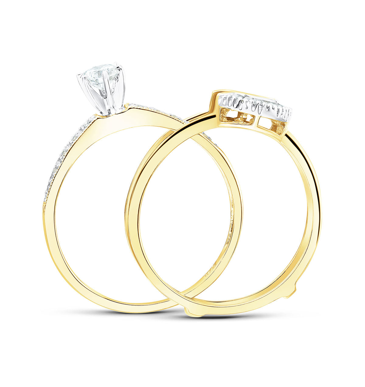 Diamond 0.65ct And 9K Gold Solitaire Ring with Shoulders