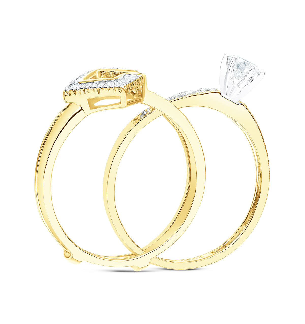 Diamond 0.65ct And 9K Gold Solitaire Ring with Shoulders