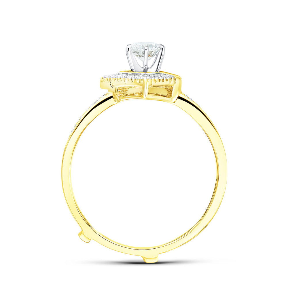 Diamond 0.65ct And 9K Gold Solitaire Ring with Shoulders