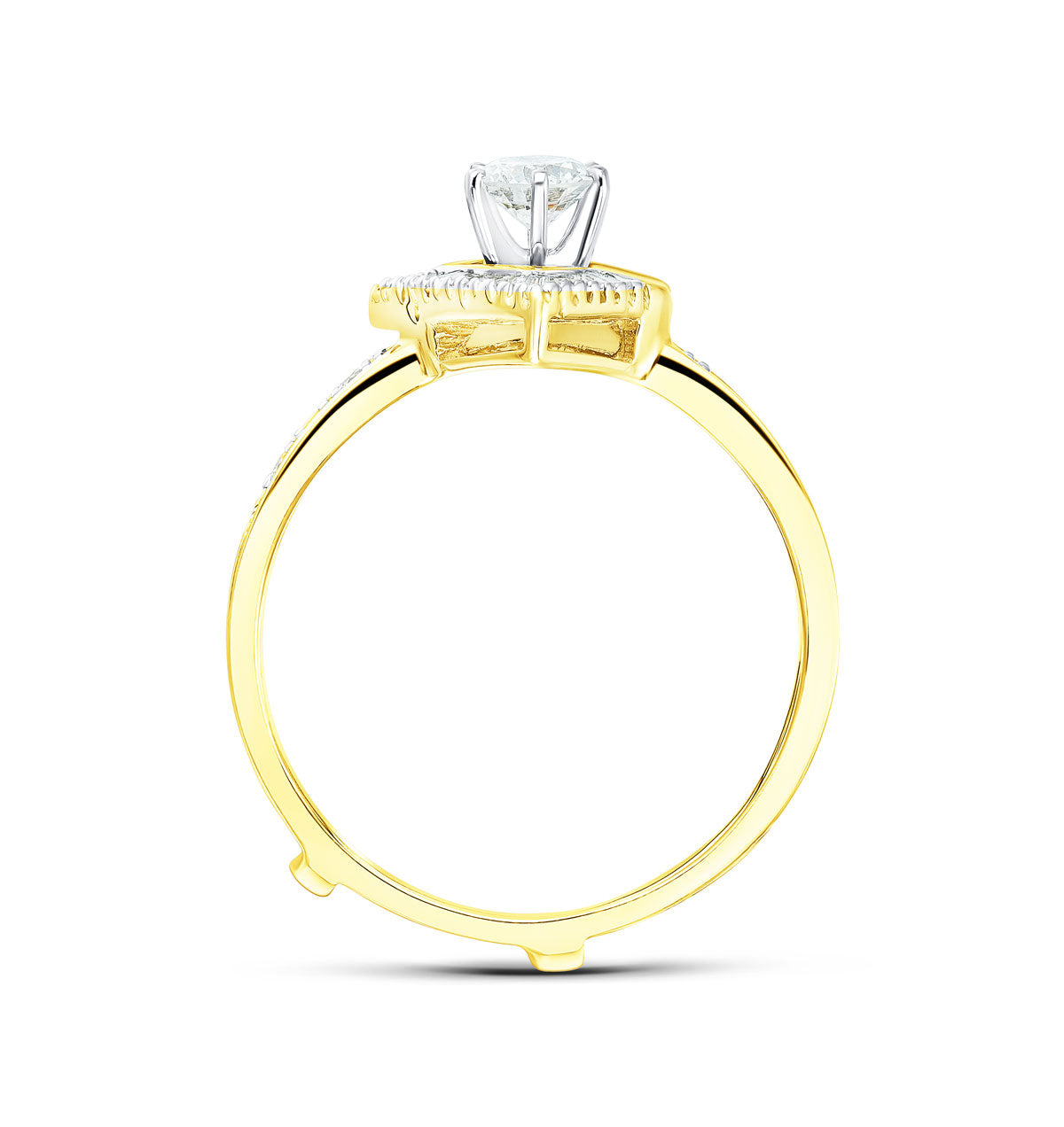 Diamond 0.65ct And 9K Gold Solitaire Ring with Shoulders