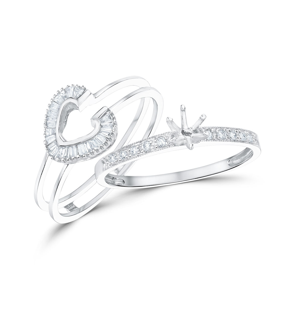 Diamond 0.65ct And 9K White Gold Solitaire Ring with Shoulders - SIZE N