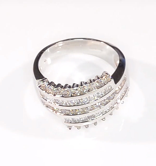 Big Fancy Ring 1.00CT Diamond 9K White Gold SIZES N and Q