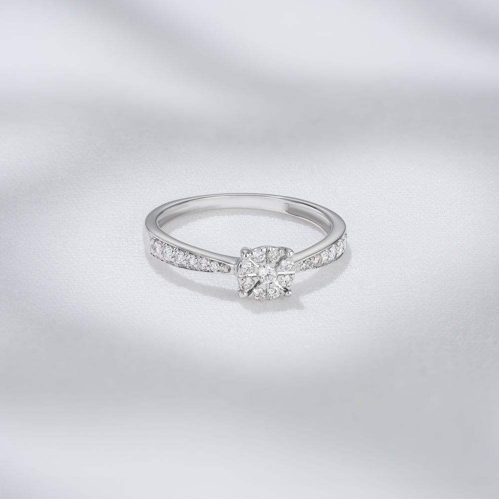 Masami Diamond Engagement Ring 0.20ct Pave Set in 9K White Gold