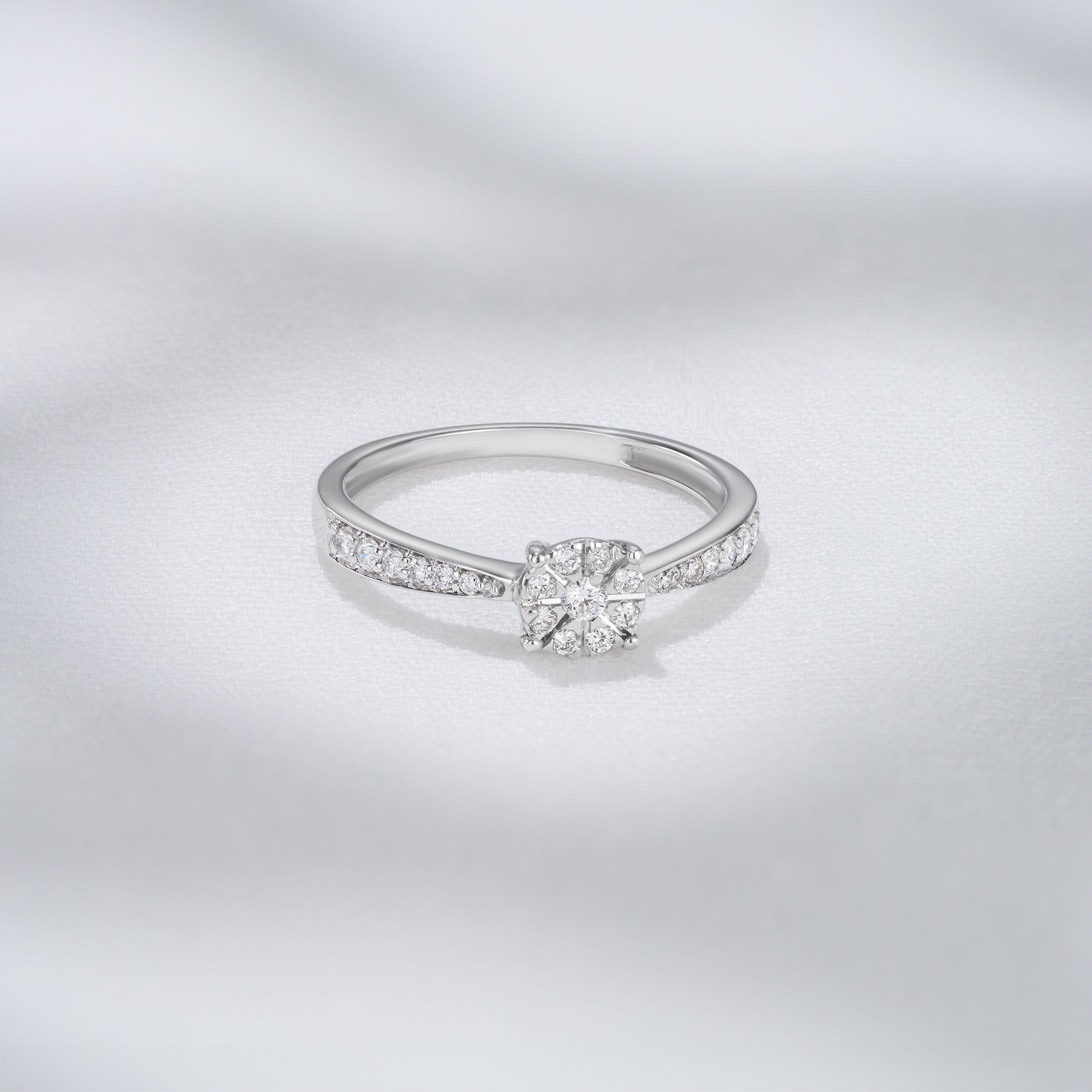 Masami Diamond Engagement Ring 0.20ct Pave Set in 9K White Gold