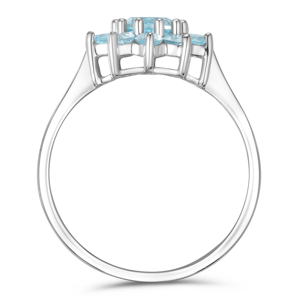 1.10ct Blue Topaz Cluster Ring in 9K White Gold
